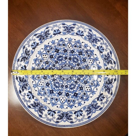 VTG BOOTHS ENGLAND ROYAL SEMI PORCELAIN INDIAN ORNAMENT PLATE 10” BLUE FLORAL - Picture 2 of 4